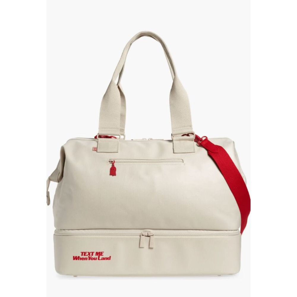 NWT Beis x The Lonely Ghost Weekender Travel Bag in Beige / Red - LIMITED EDITIO